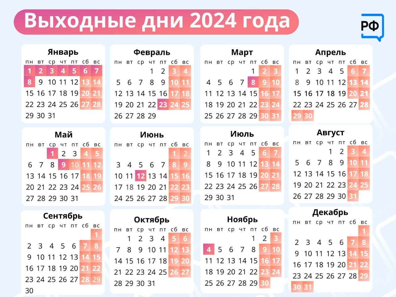 Минтруд выпустил календарь рабочих и праздничных дней на 2024 год -  Северная газета