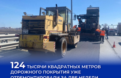 За две недели в регионе отремонтировали 124 тысячи квадратных метров дорожного покрытия